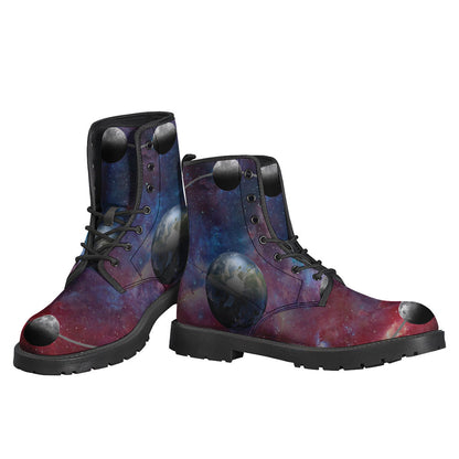 Galactic Lunar Phase Leather Lightweight Boots for Groovy Hippies - 3