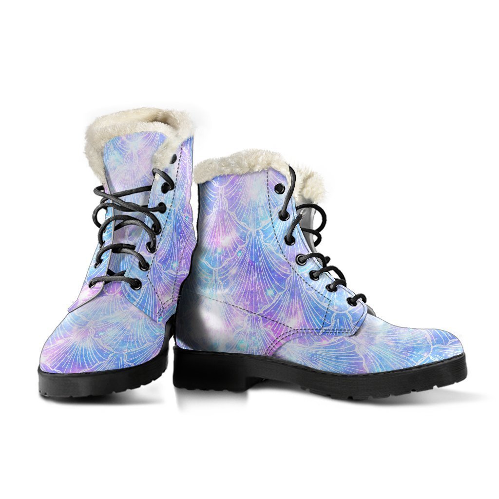 Galaxy Mermaid Scales Faux Fur Leather Boots: Embrace your Inner Hippie Style - 3