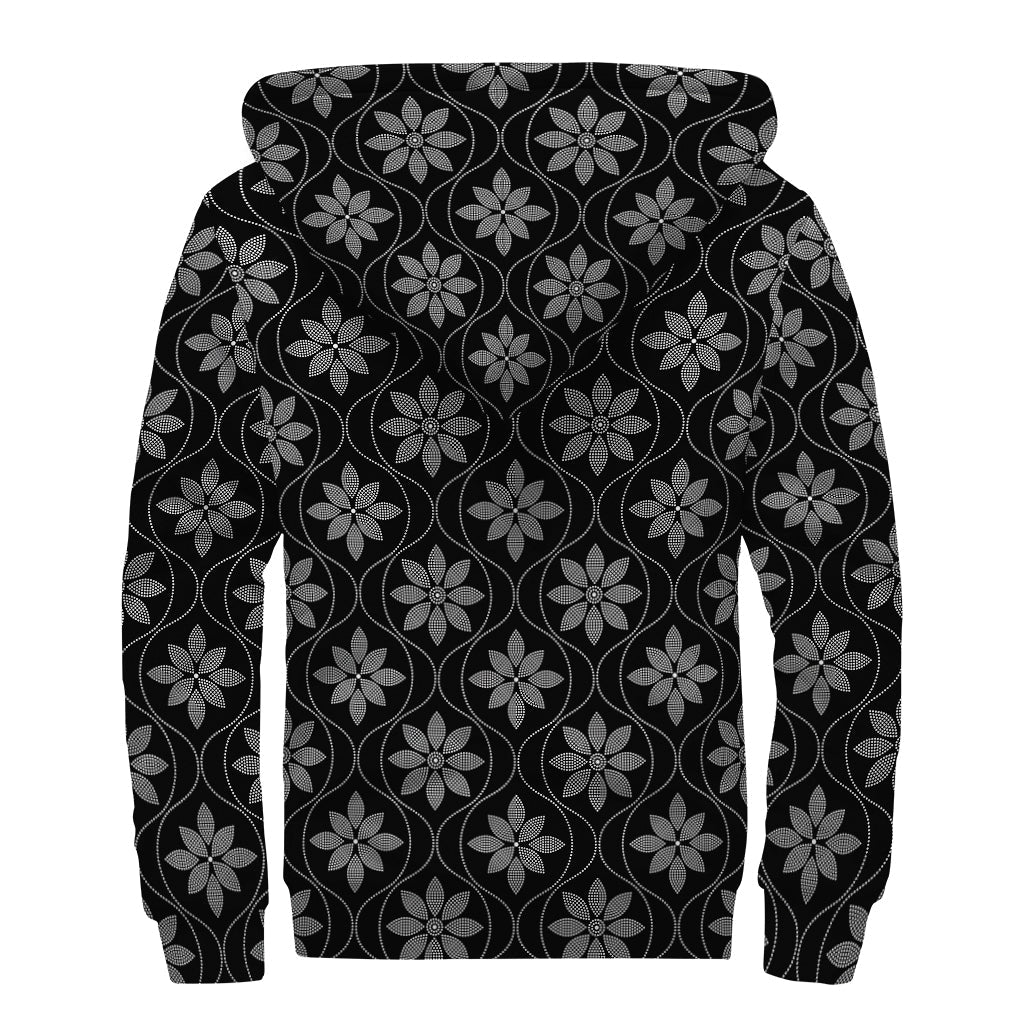 Geometric Dot Flower Pattern Print Sherpa Lined Zip Up Hoodie - Embrace Your Inner Hippie - 2