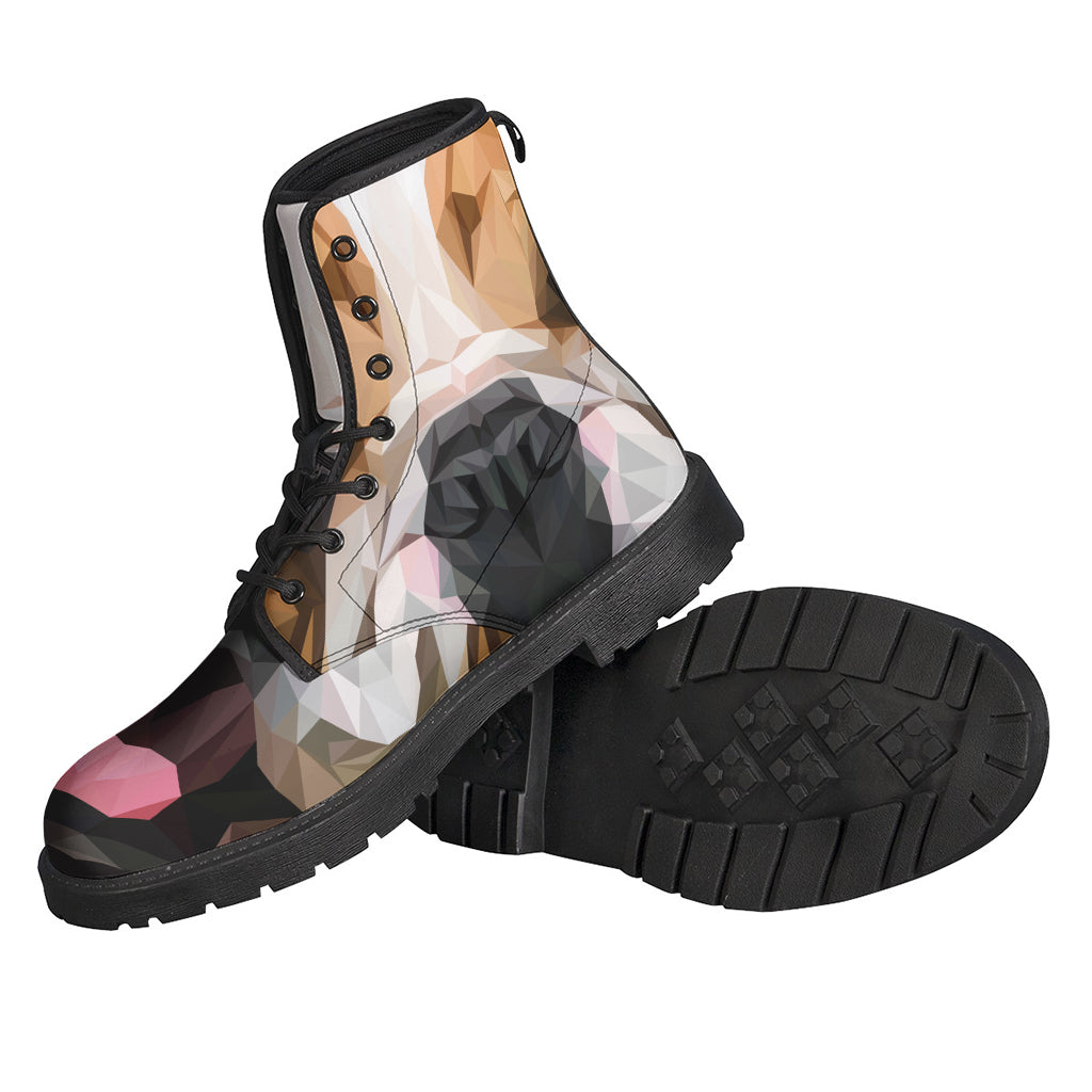 Groovy Geometric English Bulldog Print Leather Boots for the Free-Spirited Hippie - 2