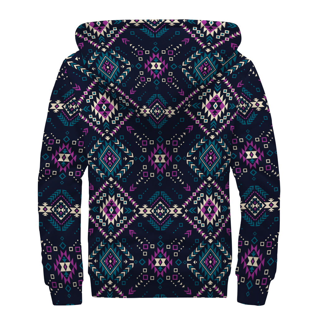 Geometric Ethic Navajo Print Hippie Sherpa Hoodie - 2