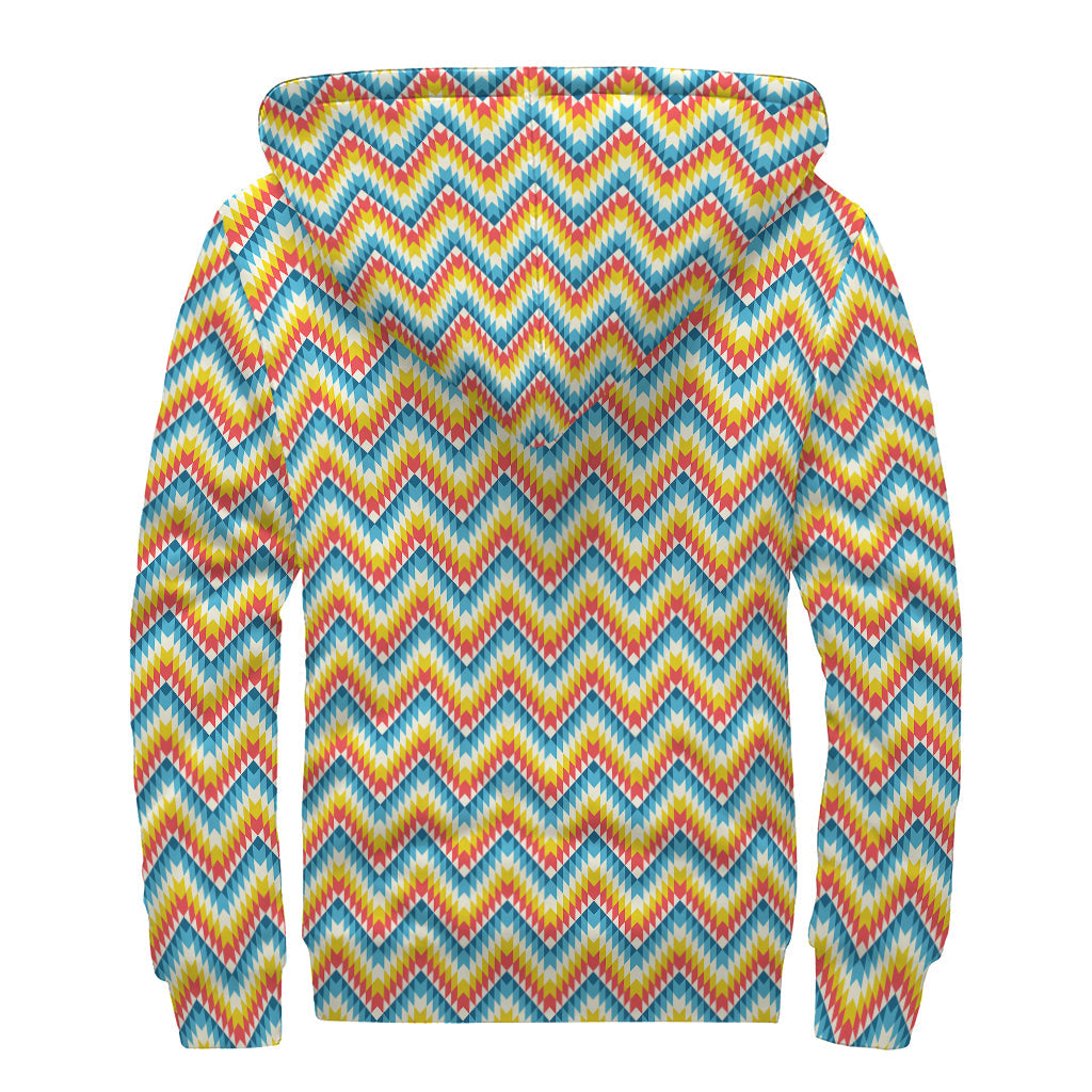 Geometric Native American Pattern Sherpa Lined Zip Up Hoodie: Embrace the Hippie Style - 2