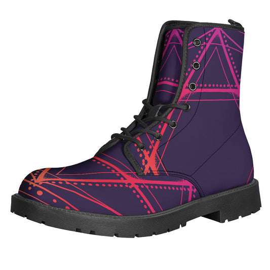 Geometric Star of David Print Leather Boots: For the Stylish Hippie Soul - 1