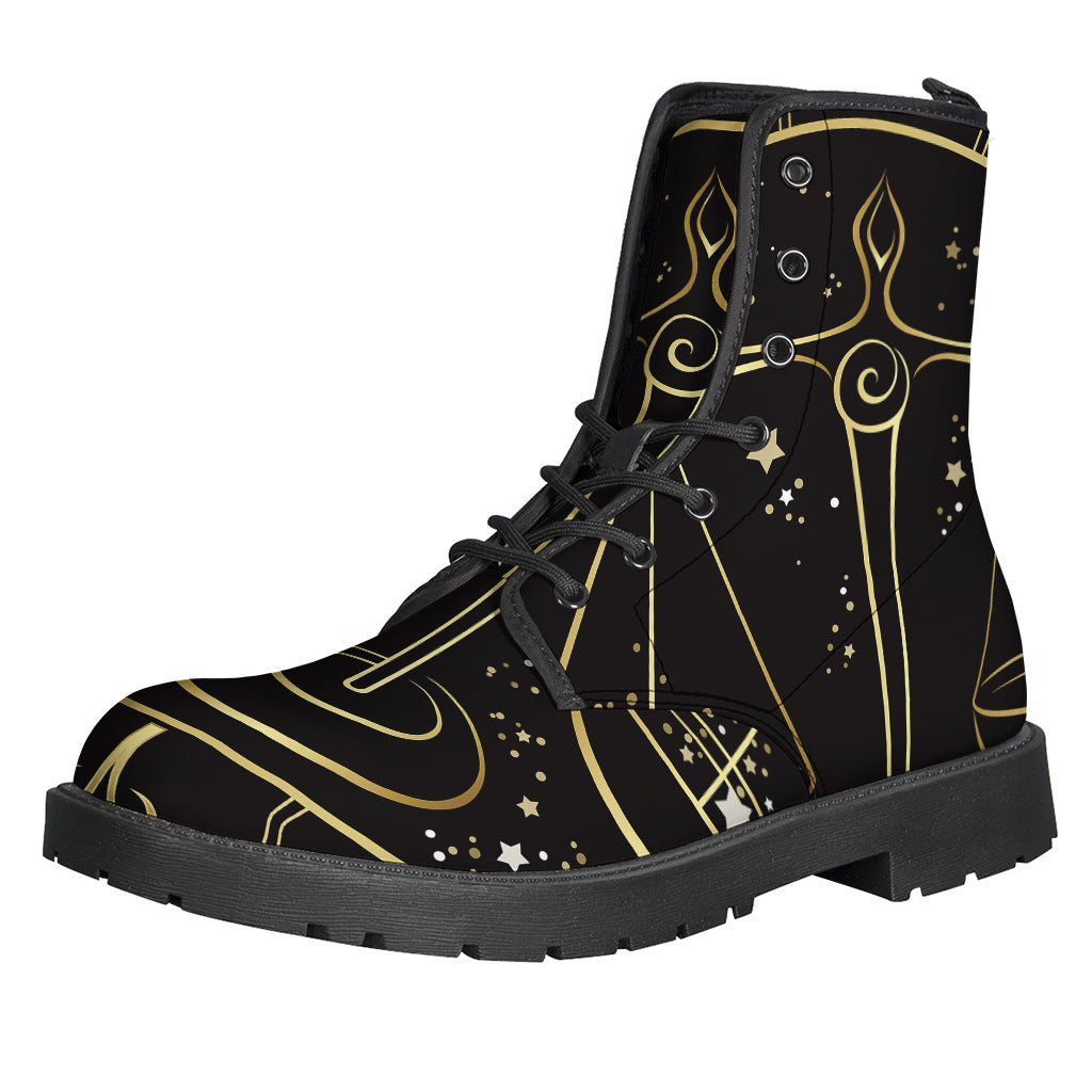 Golden Libra Leather Boots for Free-Spirited Hippies - 1