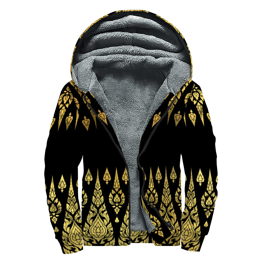 Golden Thai Sunset: Sherpa Lined Zip Up Hoodie for Groovy Hippies - 1