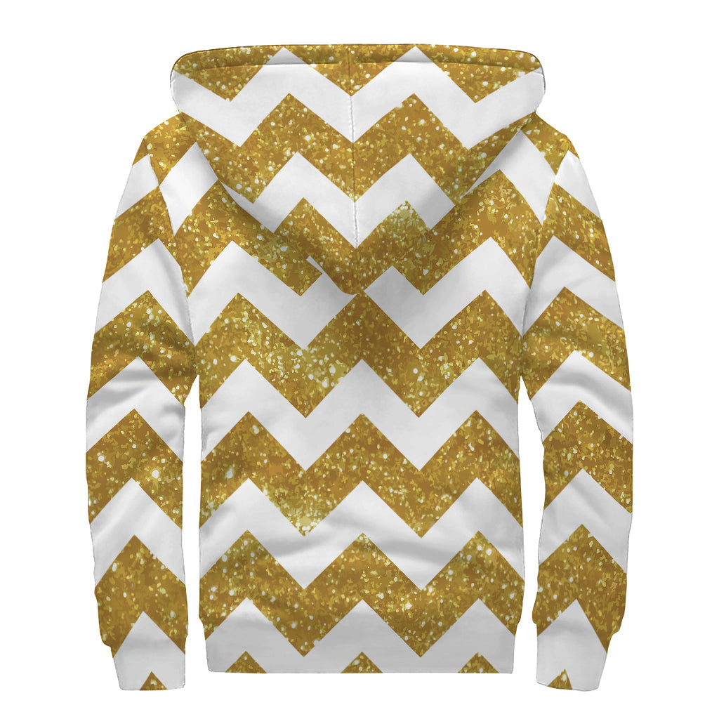 Golden Chevron Dream Sherpa Lined Zip Up Hoodie - 2