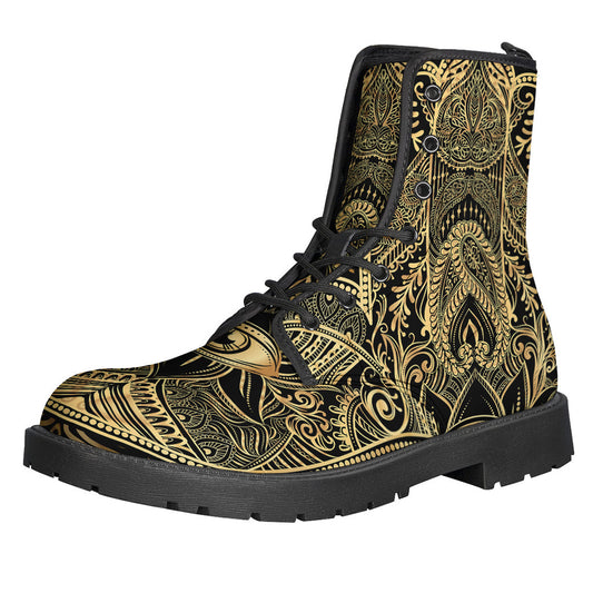 Golden Hamsa Hand Leather Boots for the Fashion-Forward Hippie - 1