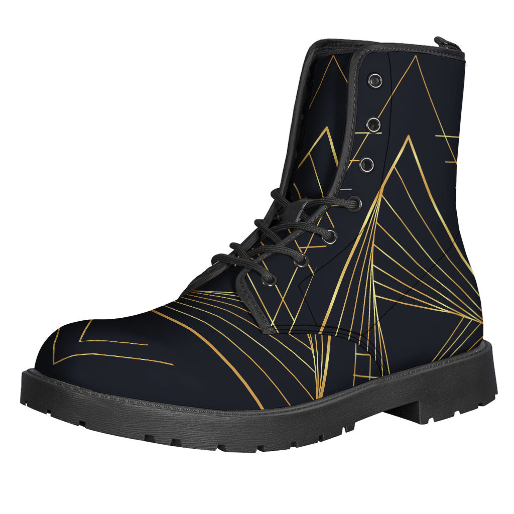 Golden Pyramid Print Leather Boots - Channel Your Inner Hippie Style with These Lightweight Boots! - 1