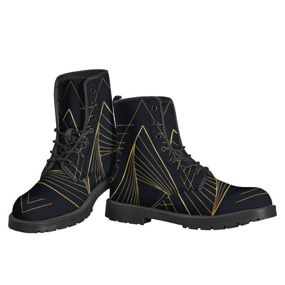 Golden Pyramid Print Leather Boots - Channel Your Inner Hippie Style with These Lightweight Boots! - 3