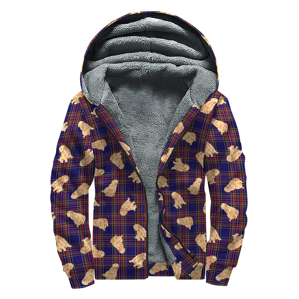 Retro Vibe: Sherpa Lined Zip Up Hoodie with a Golden Retriever Tartan Twist - 1