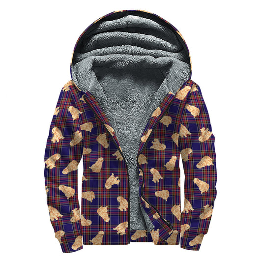 Retro Vibe: Sherpa Lined Zip Up Hoodie with a Golden Retriever Tartan Twist - 1