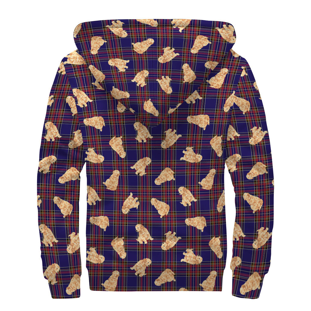 Retro Vibe: Sherpa Lined Zip Up Hoodie with a Golden Retriever Tartan Twist - 2