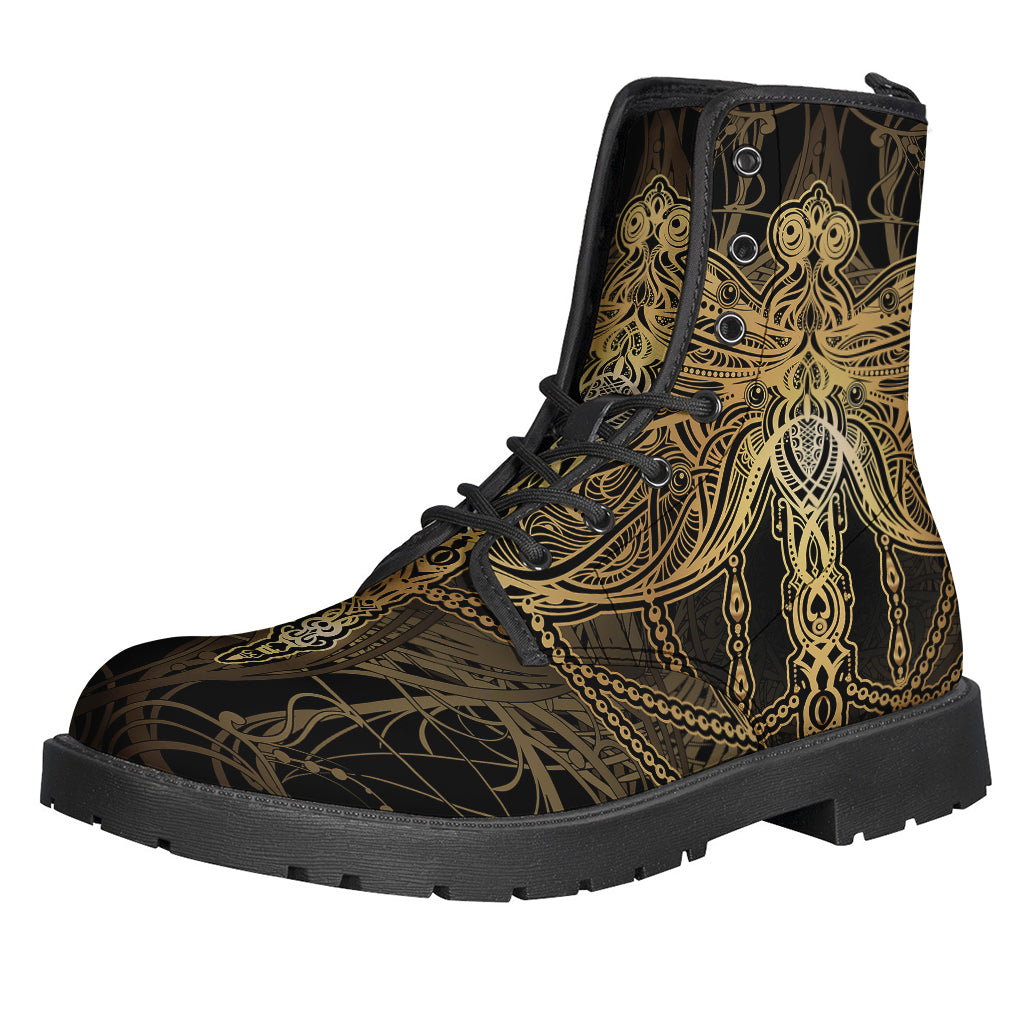 Golden Dragonfly Dreams: Leather Lightweight Boots for the Free-Spirited Hippie - 1