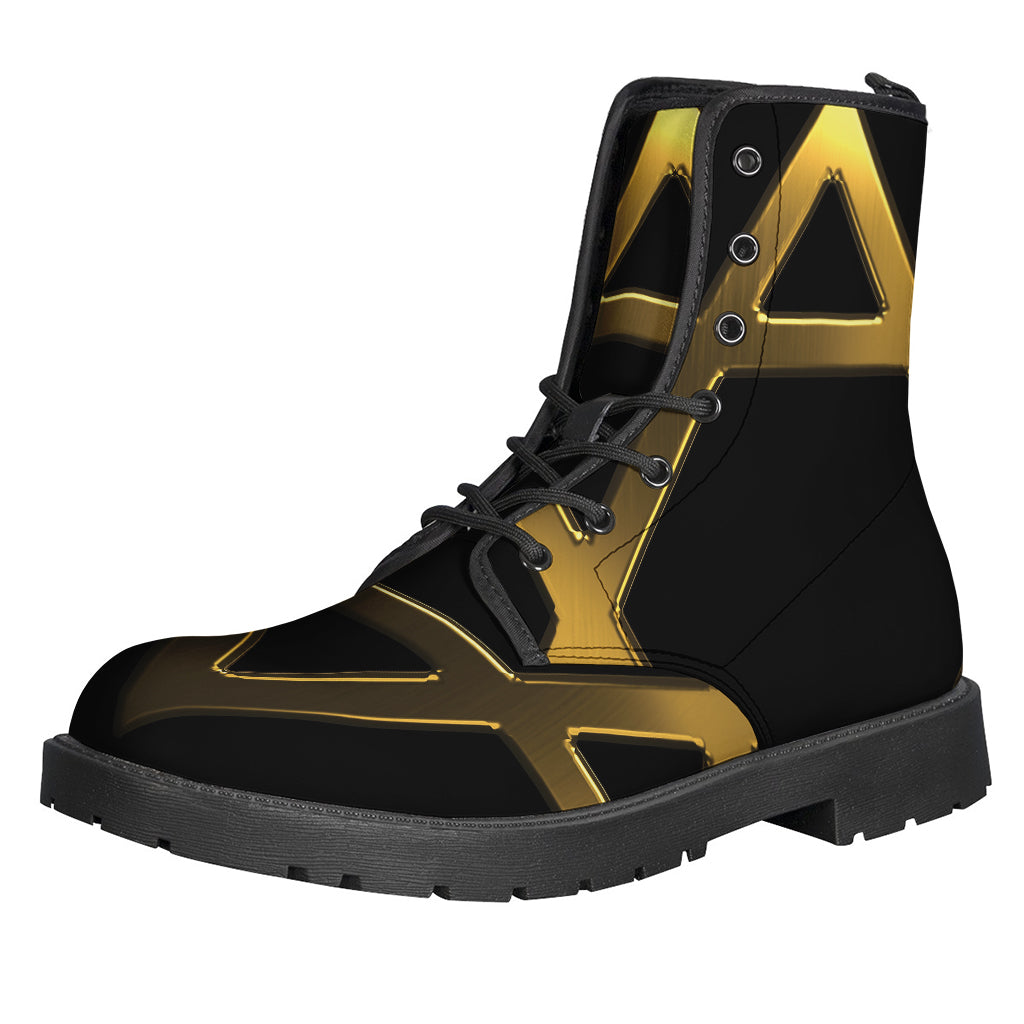 Golden Star of David Printed Leather Lightweight Boots for the Free-Spirited Hippie - 1