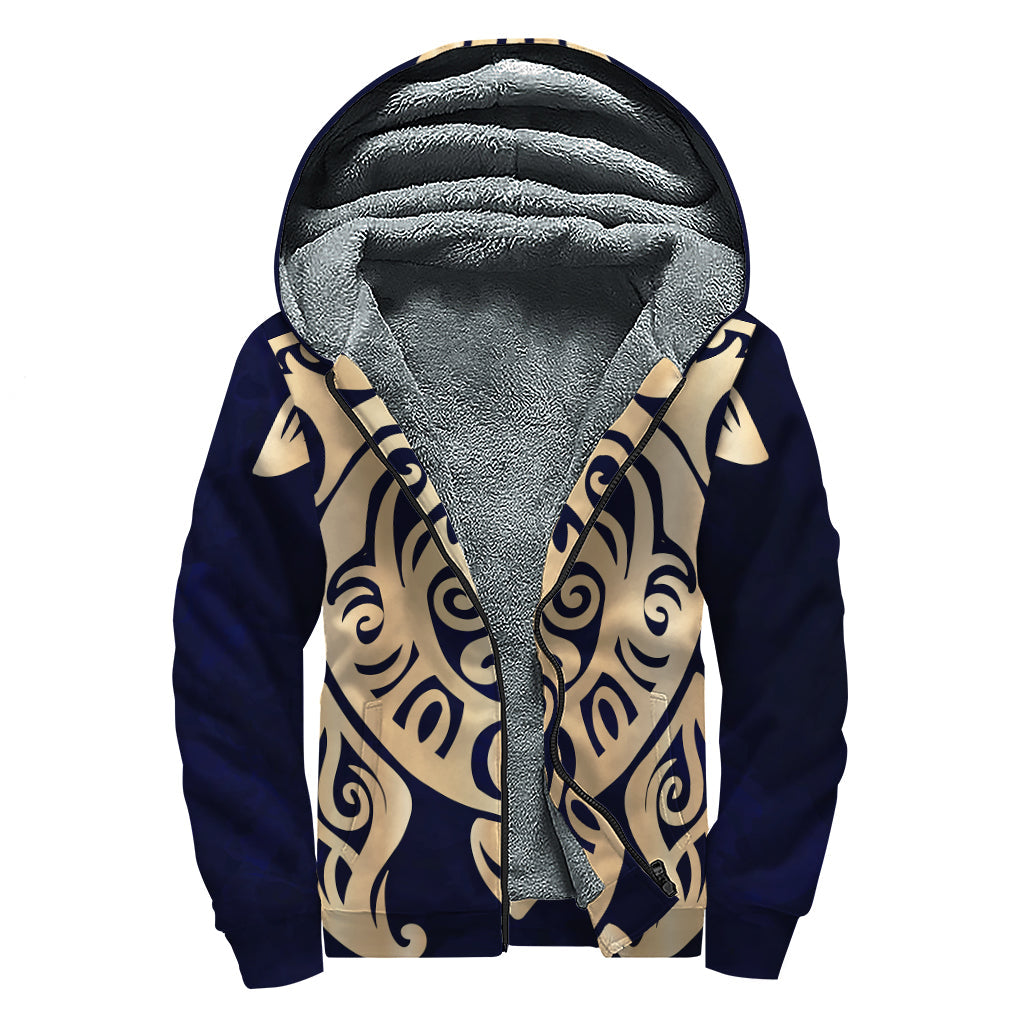 Golden Tribal Sea Turtle Sherpa Hoodie: Embrace Your Inner Hippie - 1