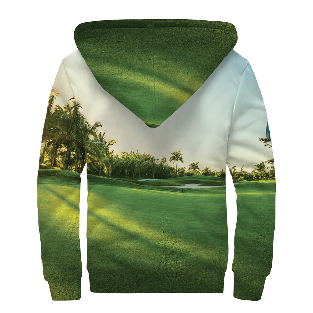 Groovy Golf Course Print Sherpa Lined Zip Up Hoodie for Stylish Hippies - 2