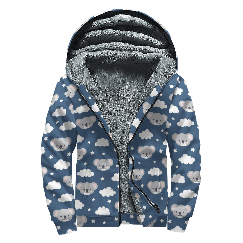 Good Night Koala Pattern Print Sherpa Lined Zip Up Hoodie for the Hippie Soul - 1