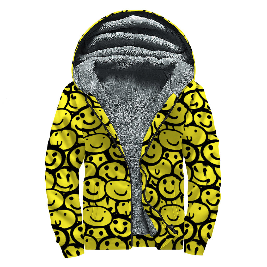 Groovy Graffiti Emoji Sherpa Lined Hoodie for Spirited Hippies - 1