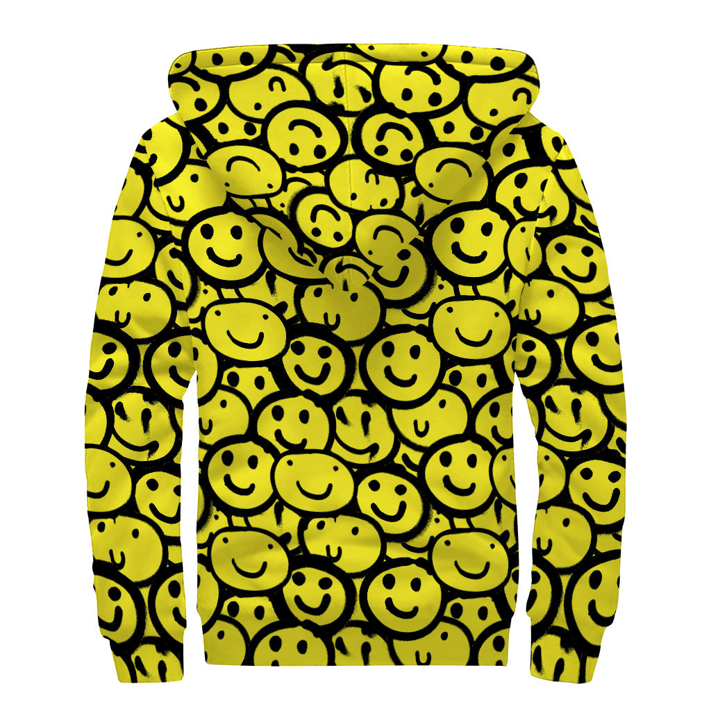 Groovy Graffiti Emoji Sherpa Lined Hoodie for Spirited Hippies - 2