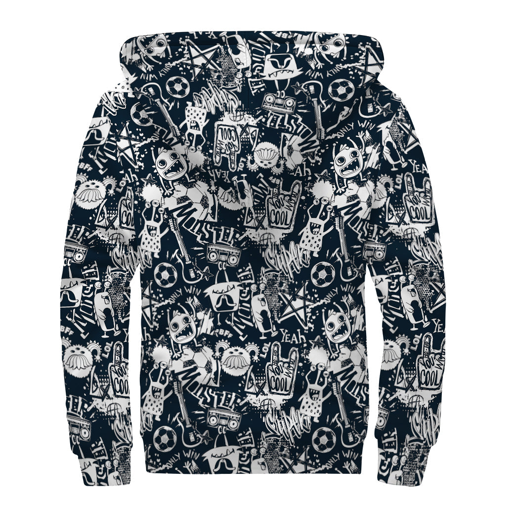 Groovy Graffiti Monster Sherpa Zip Up Hoodie - 2