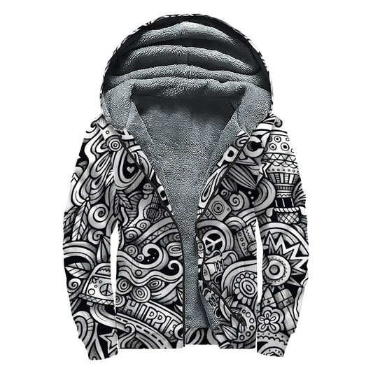 Groovy Surfing Style: Sherpa Lined Zip Up Hoodie for Hippies - 1