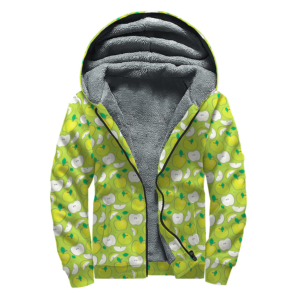 Green Apple Dream: Sherpa Lined Zip Up Hoodie for Hippies - 1