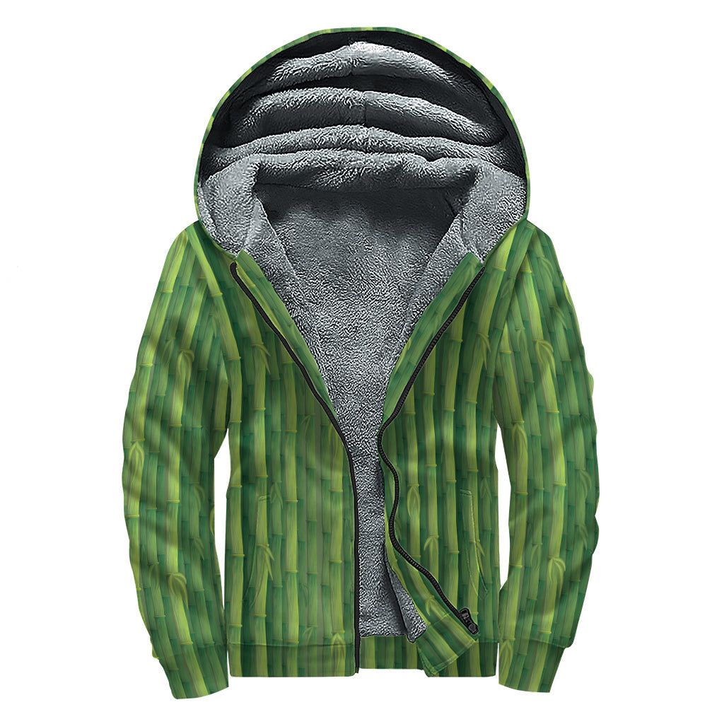 Green Bamboo Bliss: Sherpa Lined Zip Up Hoodie for the Free-Spirited Hippie - 1