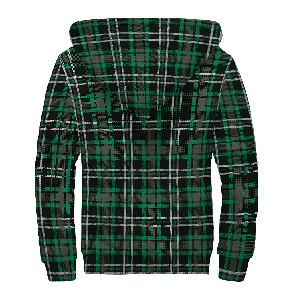 Groovy Green and Black Tartan Print Sherpa Lined Zip Up Hoodie for Free-Spirited Hippies - 2