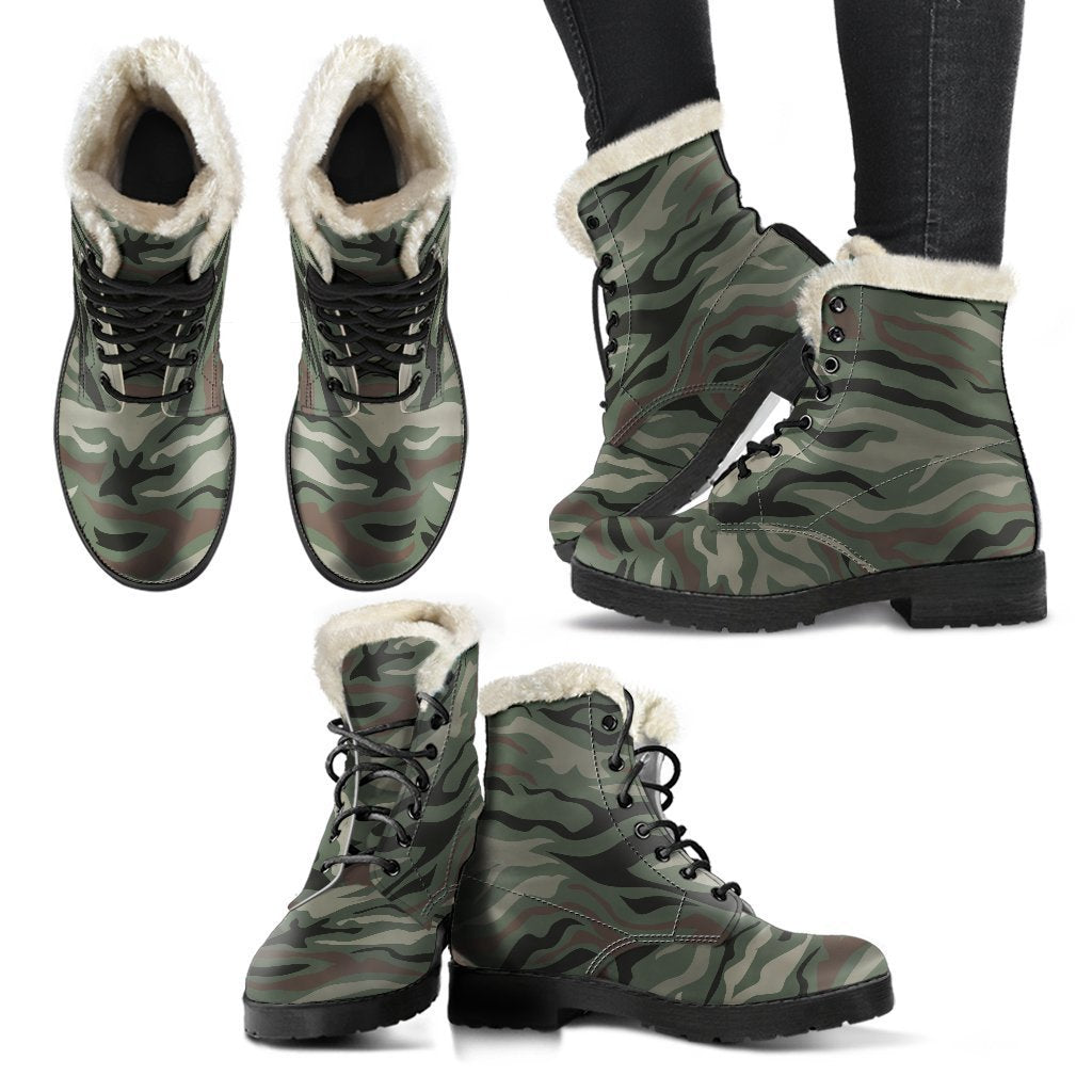 Wild and Free: Camo Zebra Faux Fur Leather Hippie Boots - 2