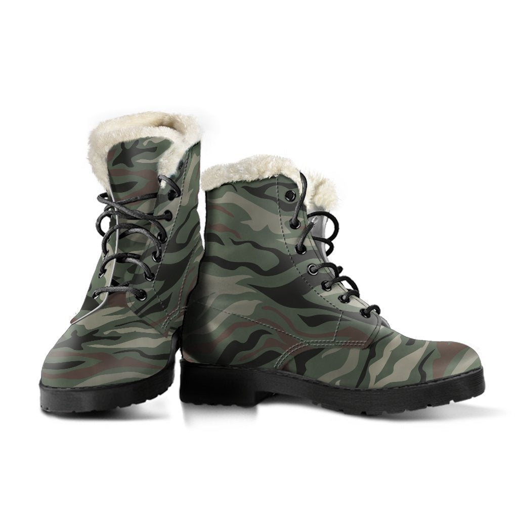 Wild and Free: Camo Zebra Faux Fur Leather Hippie Boots - 3