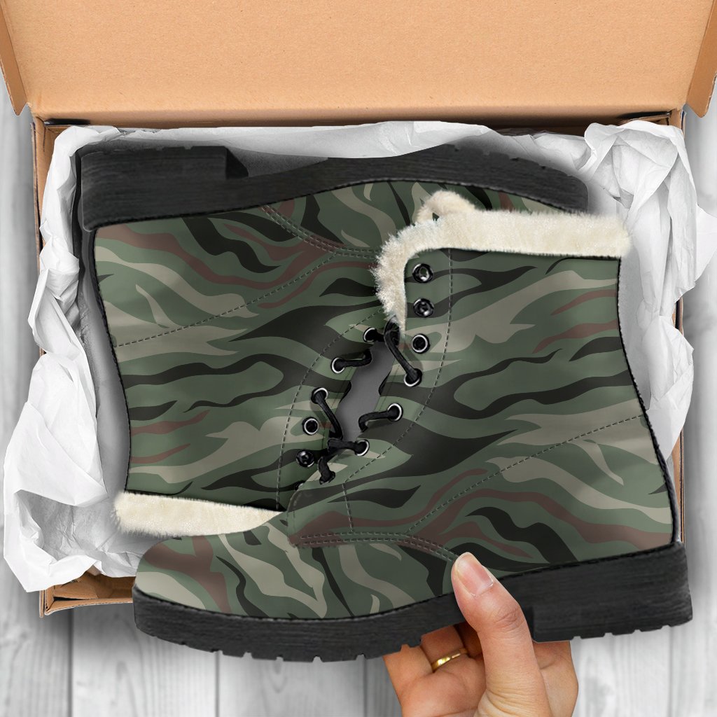 Wild and Free: Camo Zebra Faux Fur Leather Hippie Boots - 5