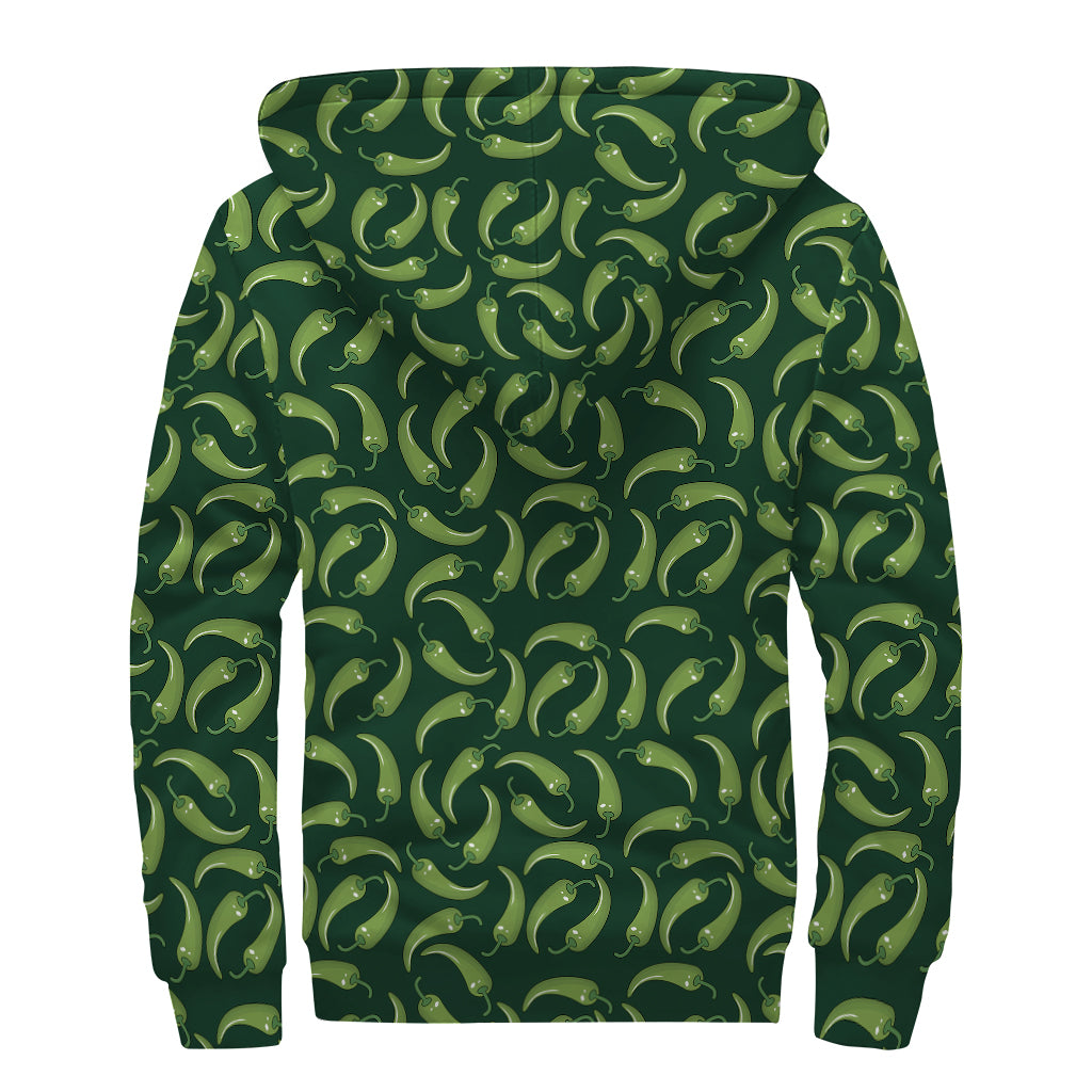 Groovy Green Chili Peppers Sherpa Lined Zip Up Hoodie - 2