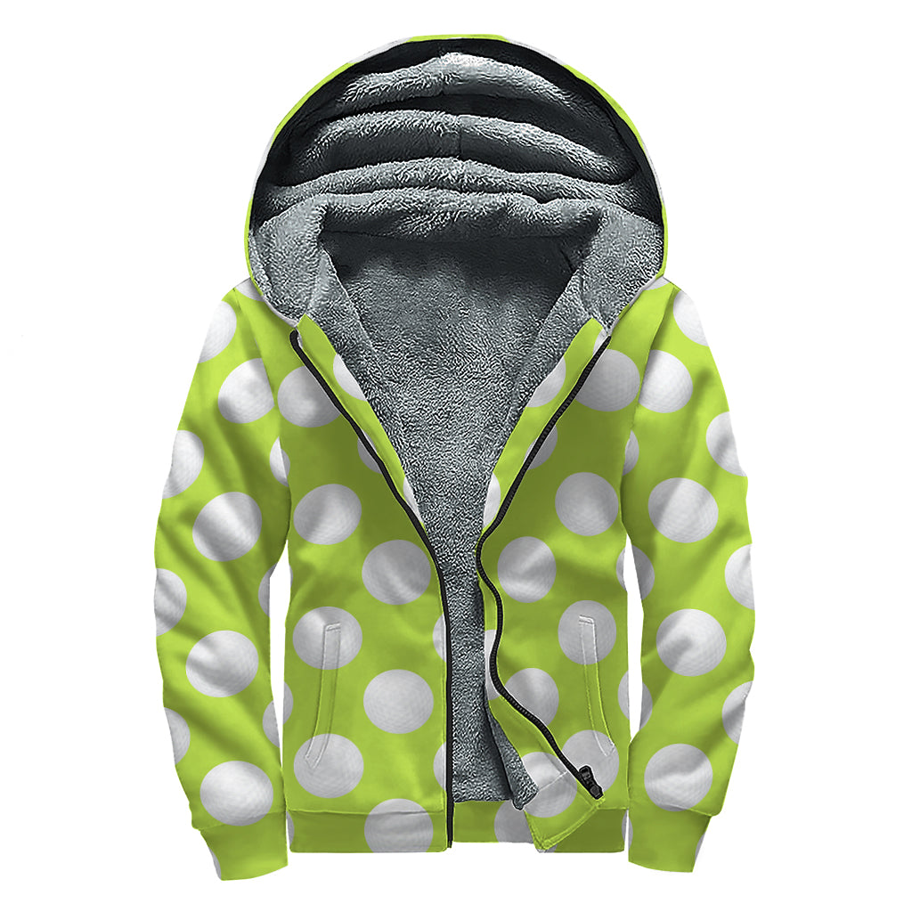 Green Golf Ball Pattern Sherpa Lined Hoodie for the Hippie Soul - 1