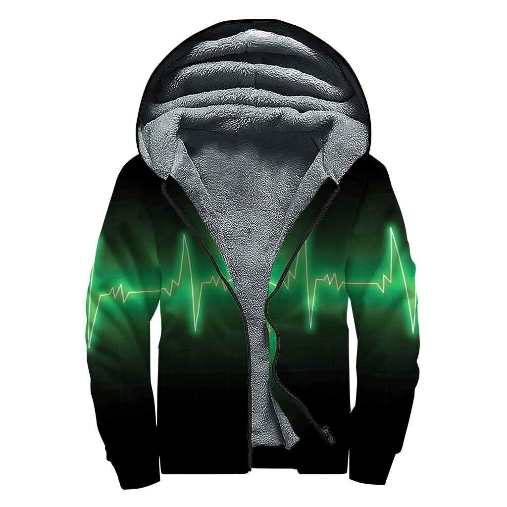 Heartbeat of the Green Hippie Soul: Sherpa Lined Hoodie - 1