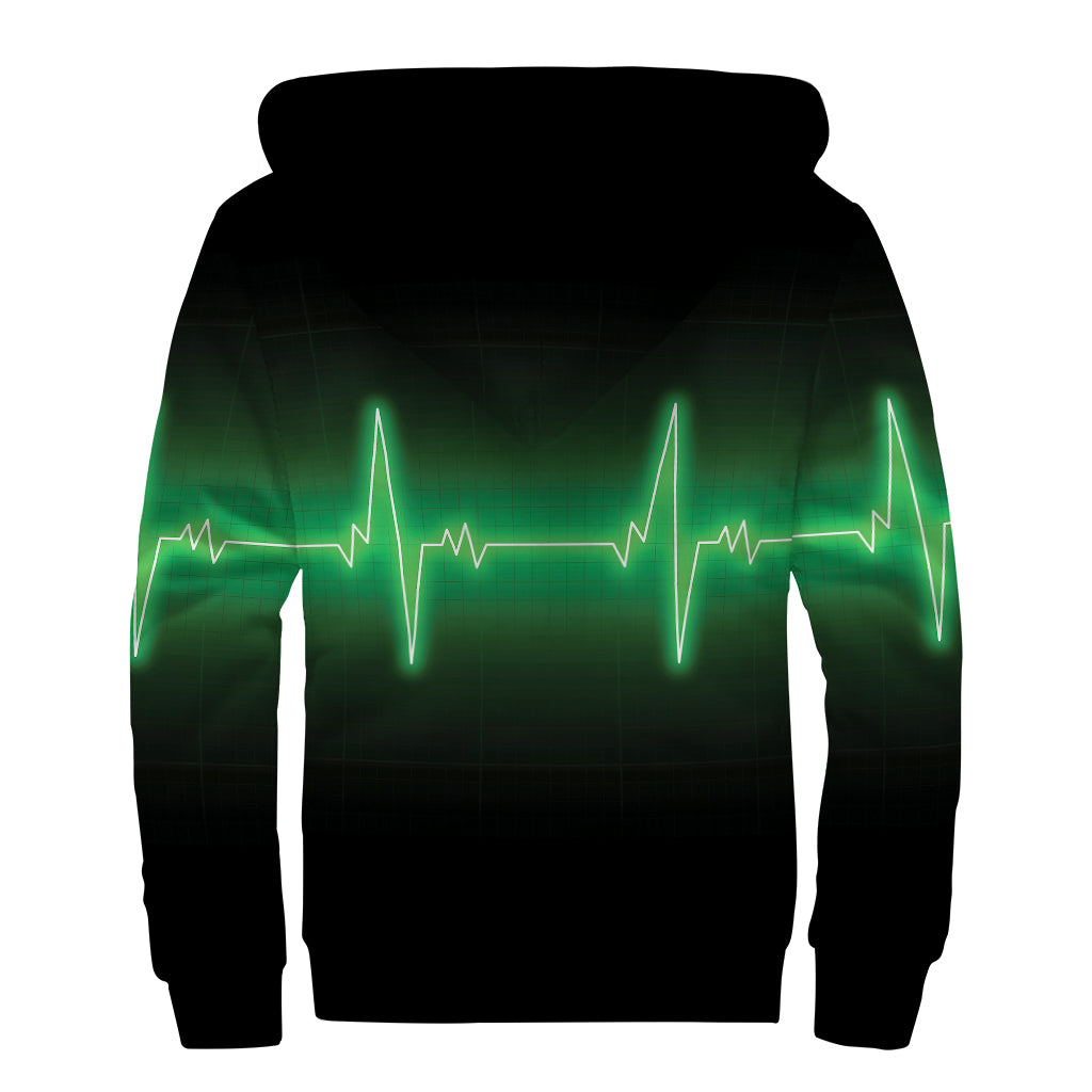 Heartbeat of the Green Hippie Soul: Sherpa Lined Hoodie - 2