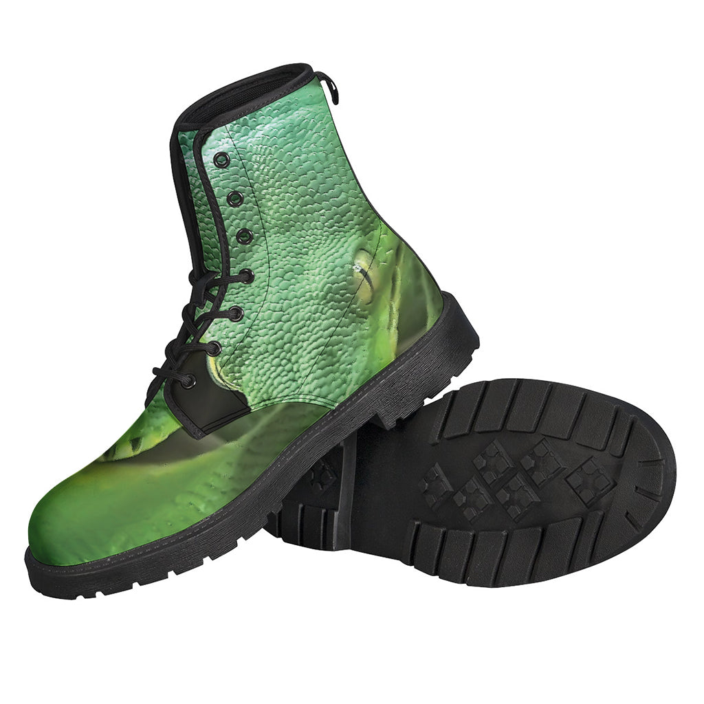 Groovy Green Reticulated Python Leather Boots for Far-Out Hippie Fashion - 2