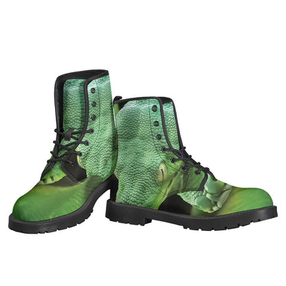 Groovy Green Reticulated Python Leather Boots for Far-Out Hippie Fashion - 3