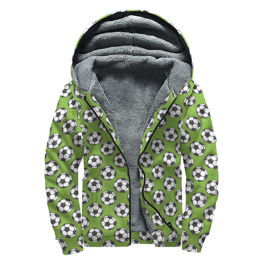 Groovy Green Soccer Ball Sherpa Lined Zip Up Hoodie for the Free-Spirited Hippie - 1