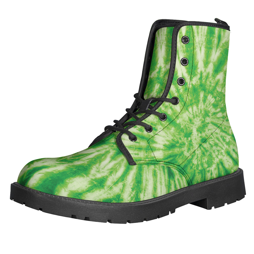 Groovy Green Tie-Dye Leather Boots for the Free-Spirited Hippie - 1