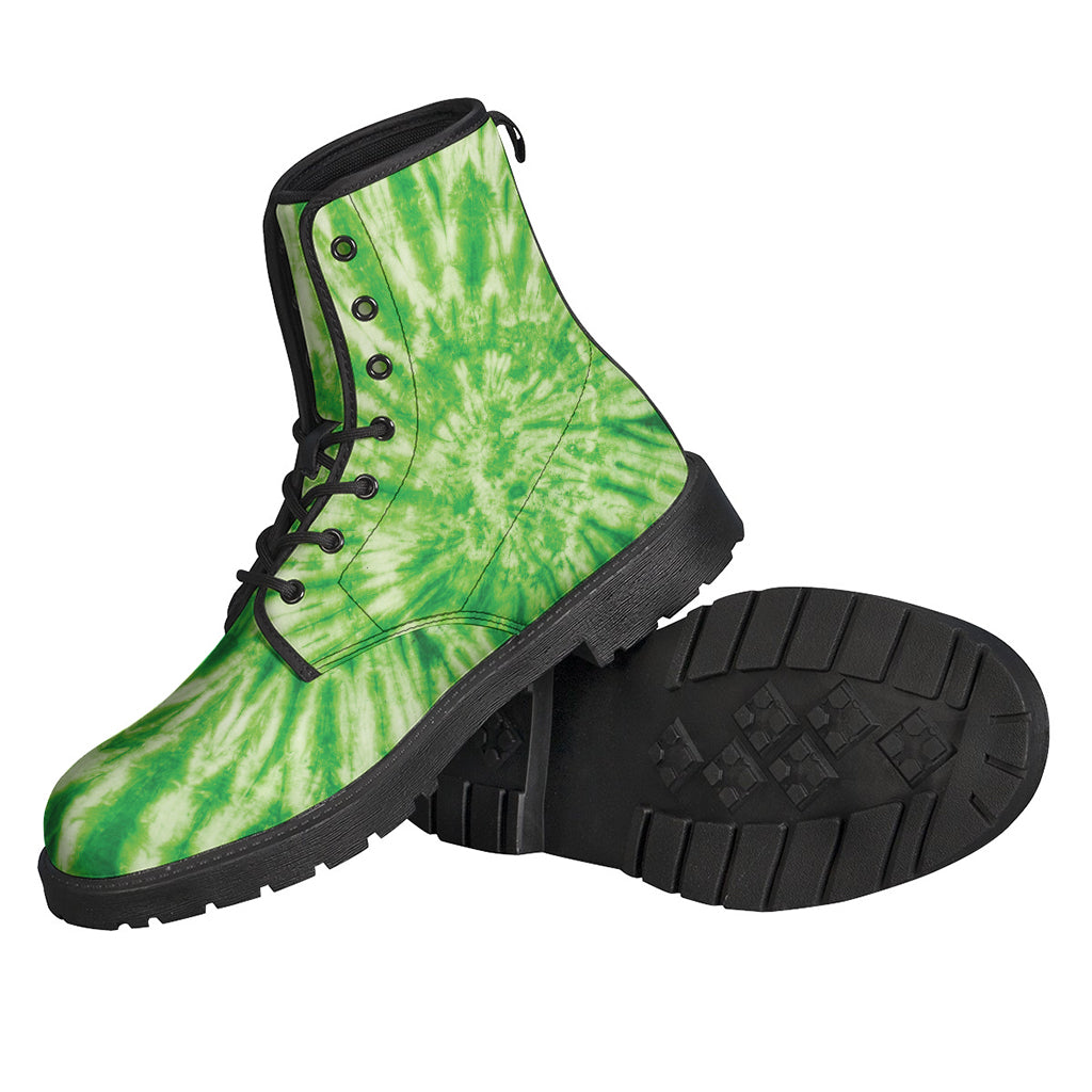 Groovy Green Tie-Dye Leather Boots for the Free-Spirited Hippie - 2