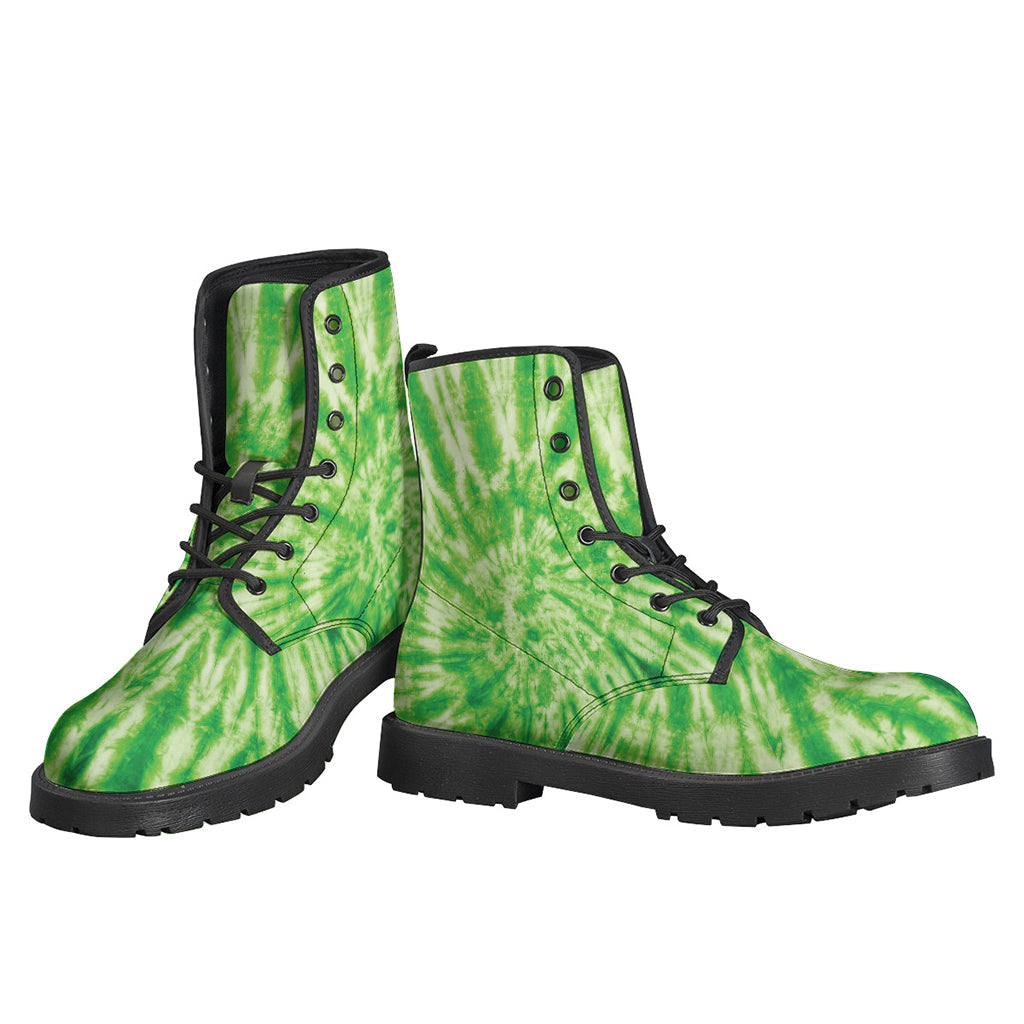 Groovy Green Tie-Dye Leather Boots for the Free-Spirited Hippie - 3