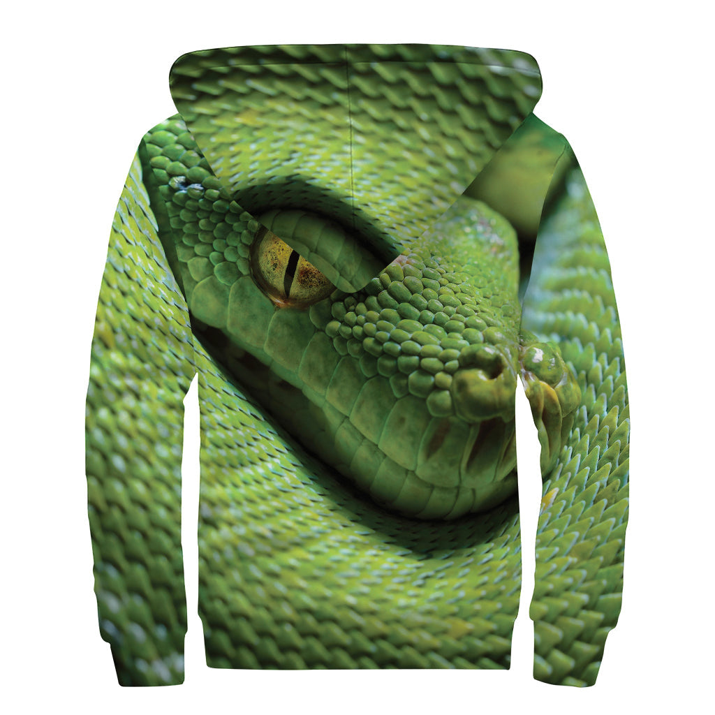 Green Tree Python Sherpa Lined Zip Up Hoodie for the Free-Spirited Hippie - 2