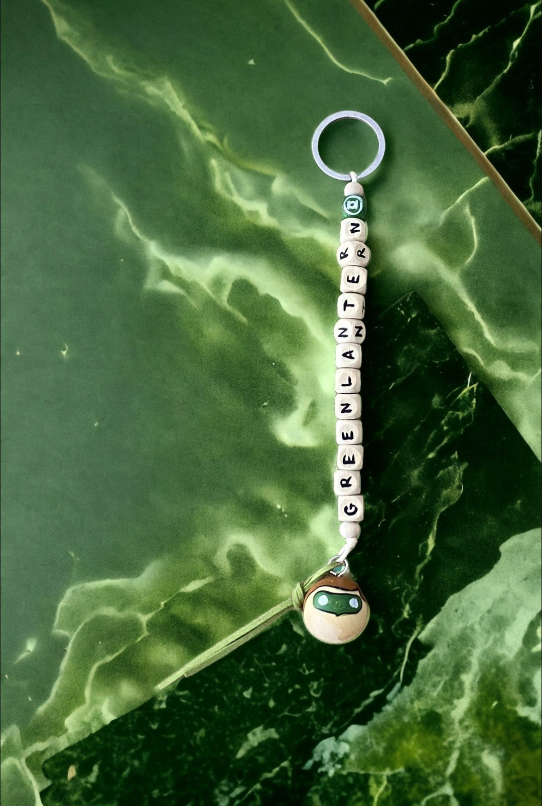 Emerald Blossoms - Greenlanthern Wooden Bead Keychain