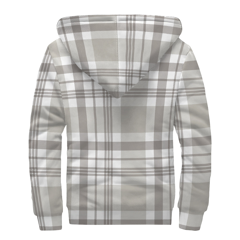 Groovy Grey and White Tartan Print Sherpa Lined Hoodie for the Free-Spirited Hippie - 2