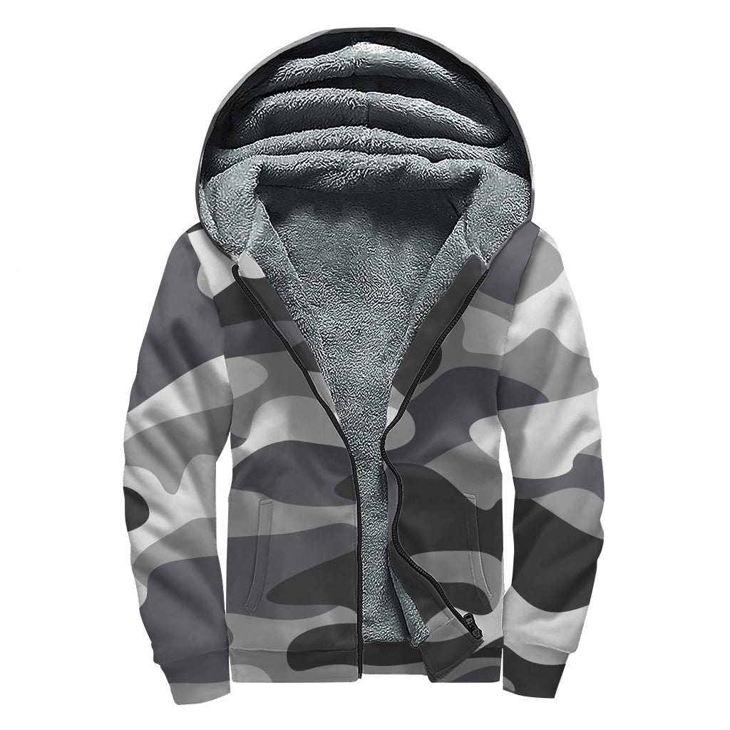 Cozy Camouflage Vibes: Sherpa Lined Zip Up Hoodie for Free-Spirited Hippies - 1