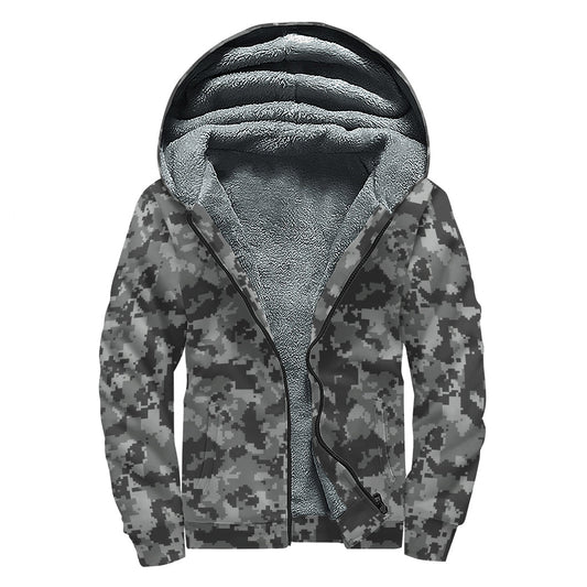 Groovy Grey Camo Sherpa Lined Hoodie for the Free Spirits - 1