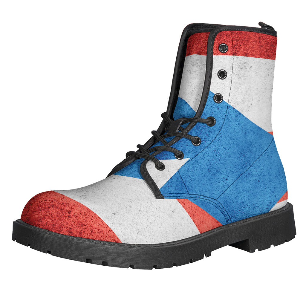 Groovy Puerto Rican Flag Print Leather Boots for Stylish Hippies - 1