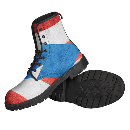 Groovy Puerto Rican Flag Print Leather Boots for Stylish Hippies - 2