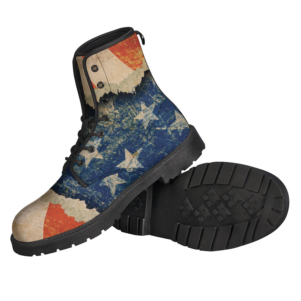 American Flag Grunge Leather Boots for Hippie Vibes - 2