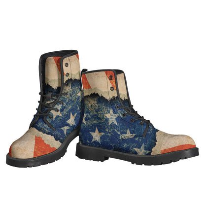 American Flag Grunge Leather Boots for Hippie Vibes - 3